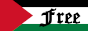 a button that says 'free' with a palestine flag as the background