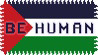 a stamp with the phrase 'be human' with a palestine flag as the background