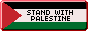 a button that says 'stand with palestine' with a palestine flag as the background